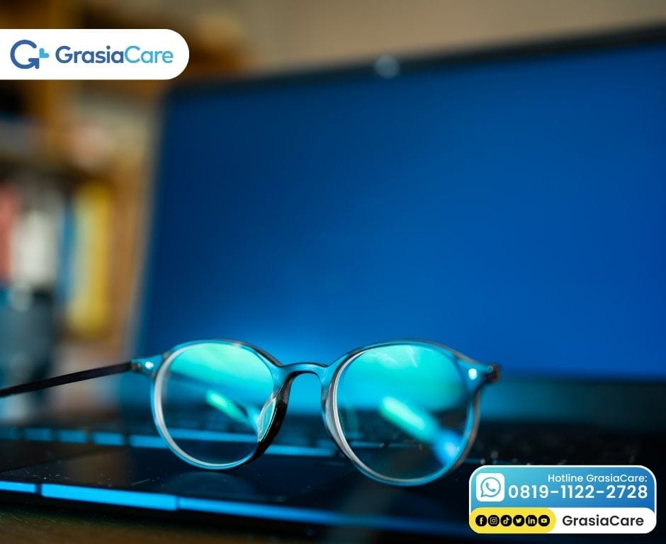 Glasses on Laptop with Blue Light Screen
